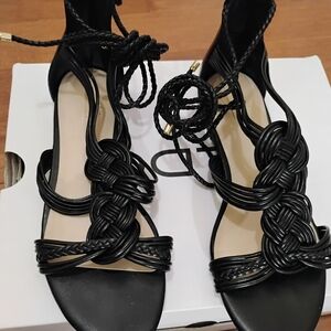 Aldo Black Braided Lace-Up Women's Sandals